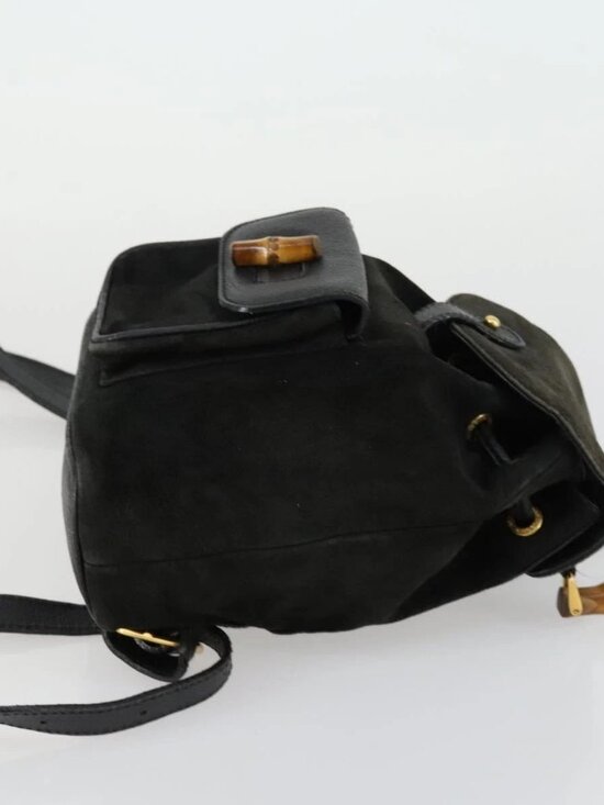 GUCCI Bamboo Backpack Leather Black Gold 003 2058 0030 Auth 156416 main image 5